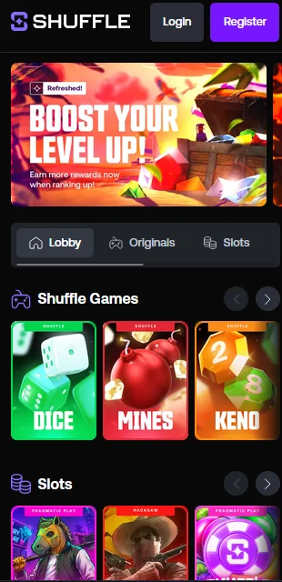 Version mobile du casino en ligne Shuffle